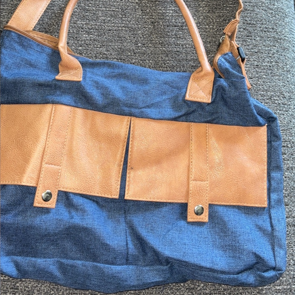 Elegant Blue and Tan Men's Messenger Bag